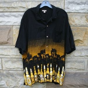 Tropical Button Down Beer Bottle Shirt
